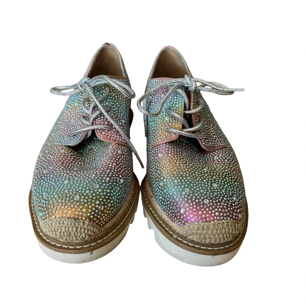 Torrid Gay Pride Embellished Lace Up Oxford Rainbow Shinny 9.5 (WW)